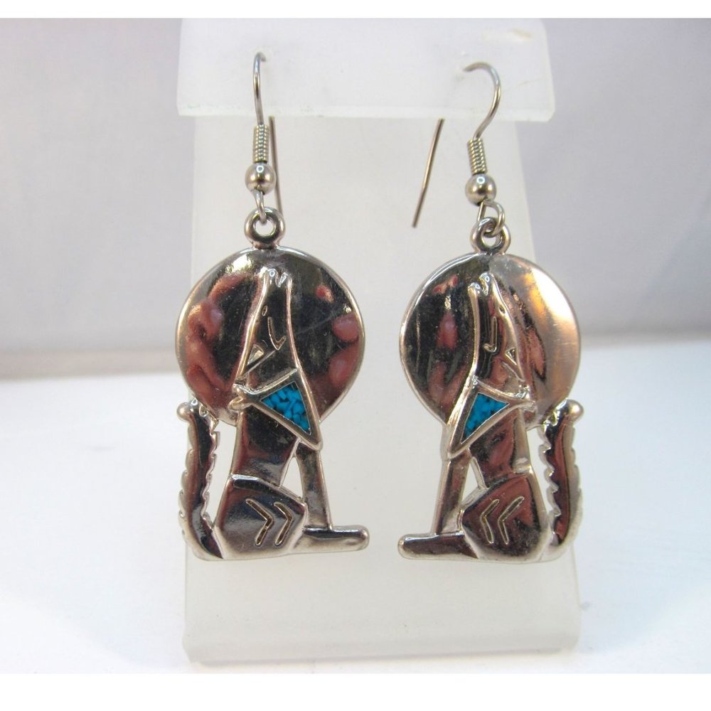 Vintage Howling Wolf Pierced Earrings